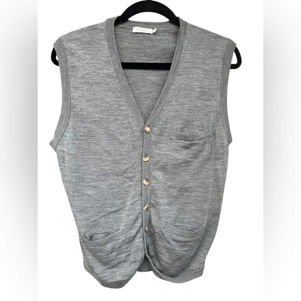 Suitsupply Merino Wool Gray Cardigan Vest Sz Medium‎
